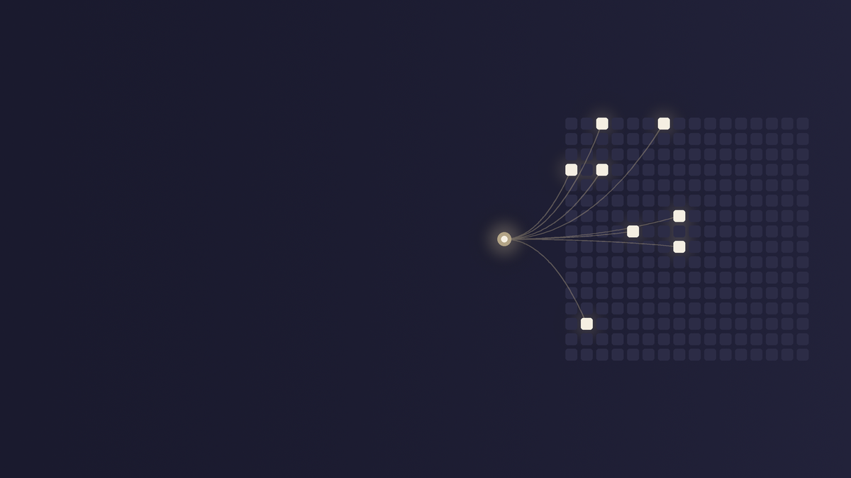 bstract illustration of one token routed to 8 of 256 expert blocks in a mixture-of-experts model.